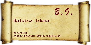 Balaicz Iduna névjegykártya